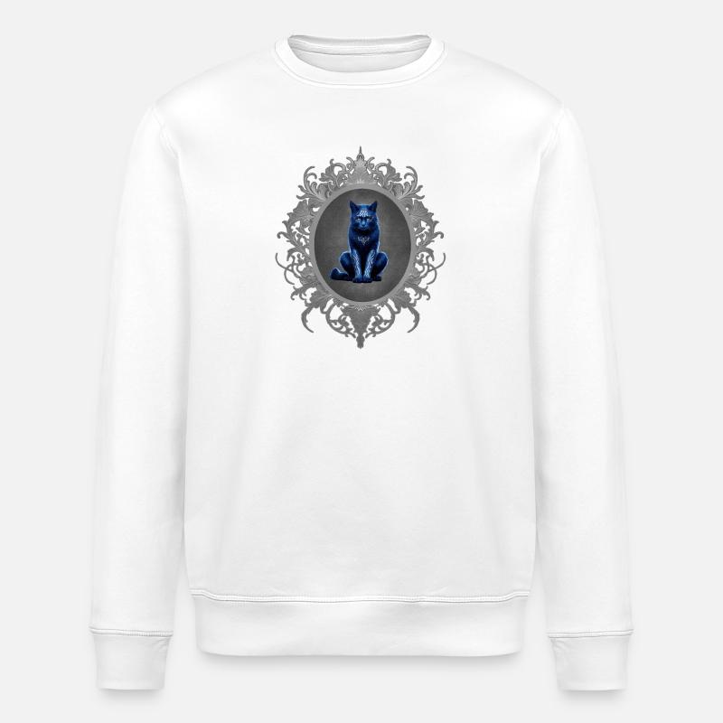 Sitzende katze, tribals, Rahmen, goth - Stanley/Stella Unisex Bio-Sweatshirt ROLLER - Weiß