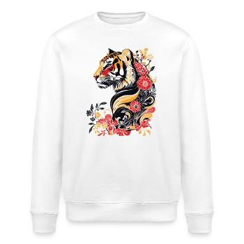 Jugendstil - bunter Tiger und Blumen - Stanley/Stella Unisex Bio-Sweatshirt ROLLER - Weiß - Vorne - Nik (191cm)