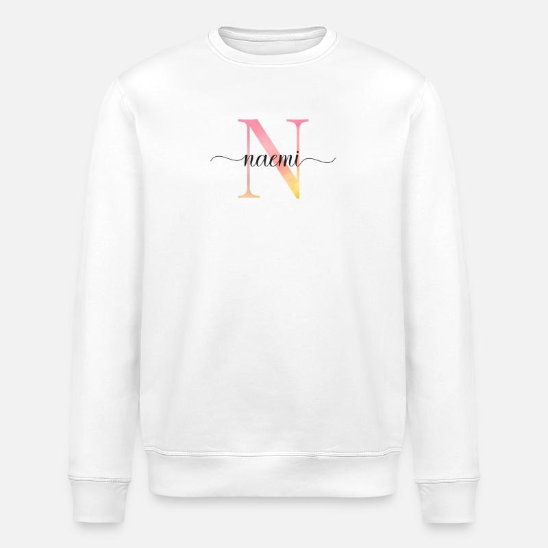 N | Monogramme | Nom | Naemi |Aquarelle - Sweat bio ROLLER Stanley/Stella Unisexe - blanc