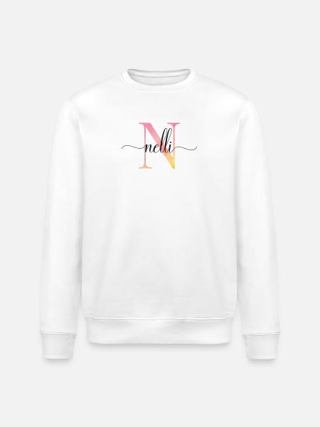 N | Monogramme | Nom | Nelli |Aquarelle - Sweat bio ROLLER Stanley/Stella Unisexe - blanc