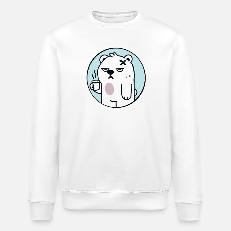 Müder Bär mit Kaffee - Stanley/Stella Unisex Bio-Sweatshirt ROLLER - Weiß