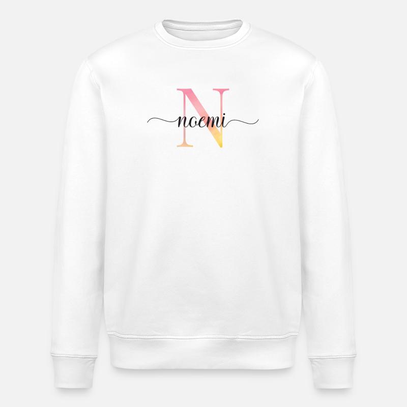 N | Monogramme | Nom | Noemi |Aquarelle - Sweat bio ROLLER Stanley/Stella Unisexe - blanc