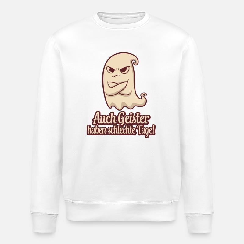 Grimmiger Geist Spruch Shirt - Stanley/Stella Unisex Bio-Sweatshirt ROLLER - Weiß