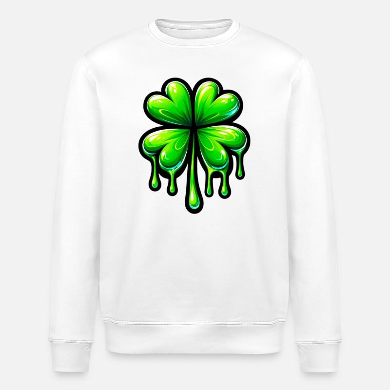 Four-leaf clover - Stanley/Stella ROLLER Unisex Organic Sweatshirt - white