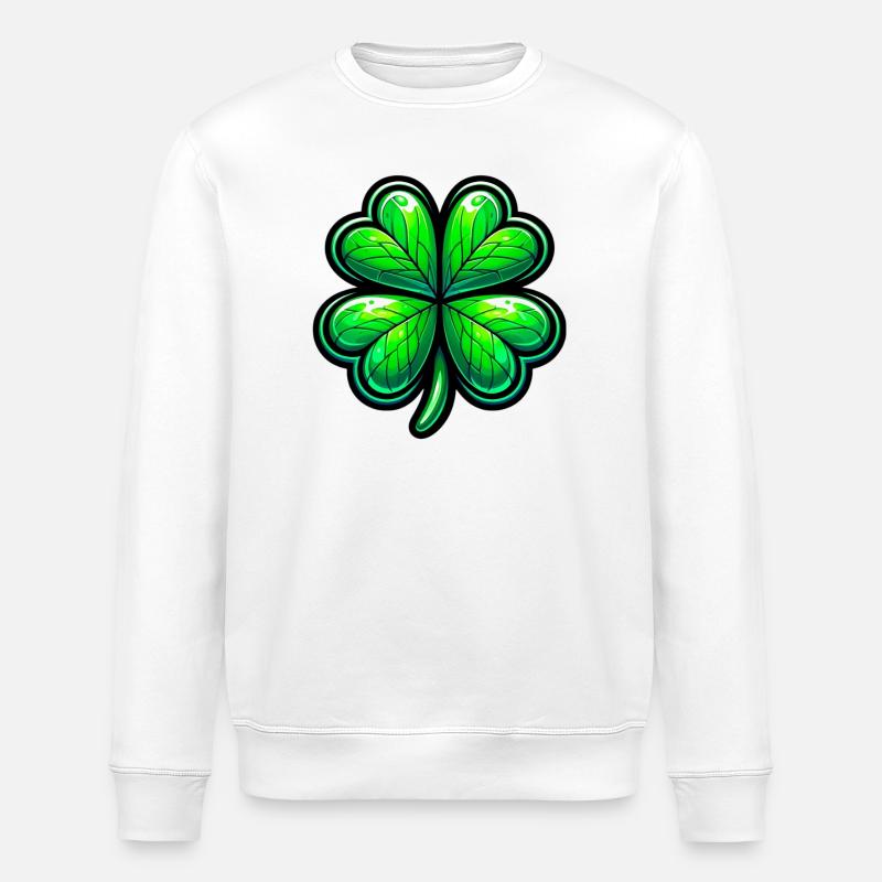 Four-leaf clover - Stanley/Stella ROLLER Unisex Organic Sweatshirt - white