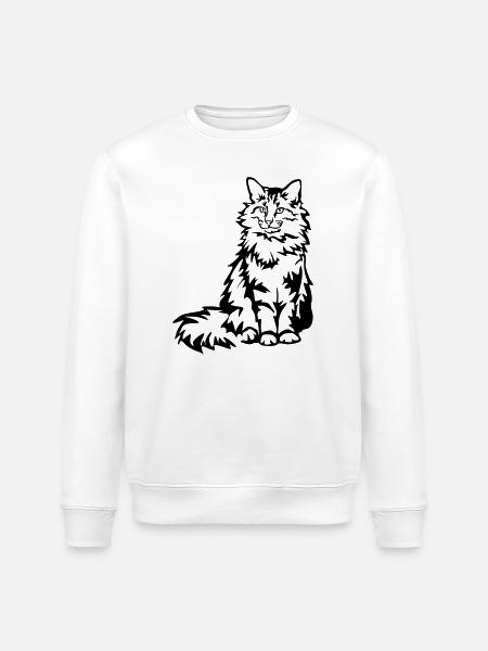 Norwegian Forest Cat - Stanley/Stella ROLLER Unisex Organic Sweatshirt - white