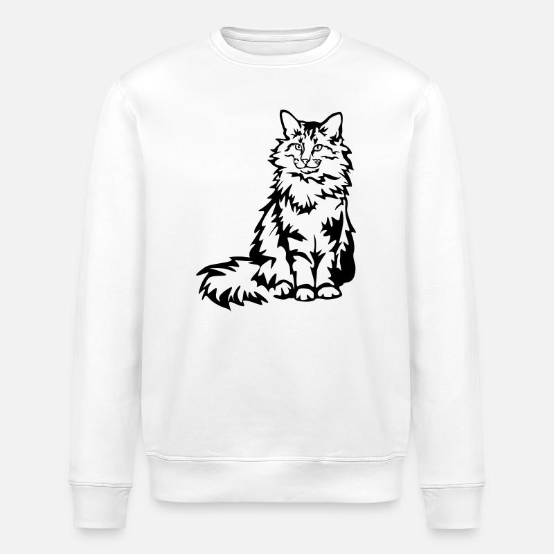 Norwegian Forest Cat - Stanley/Stella ROLLER Unisex Organic Sweatshirt - white
