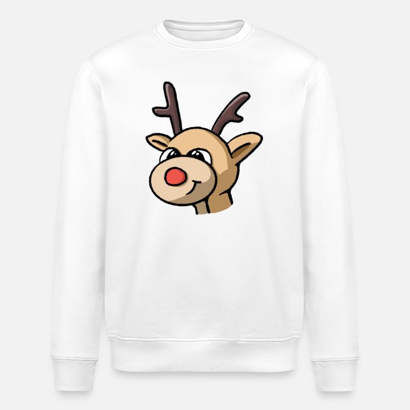 Rudolf Reindeer - Stanley/Stella ROLLER Unisex Organic Sweatshirt - white