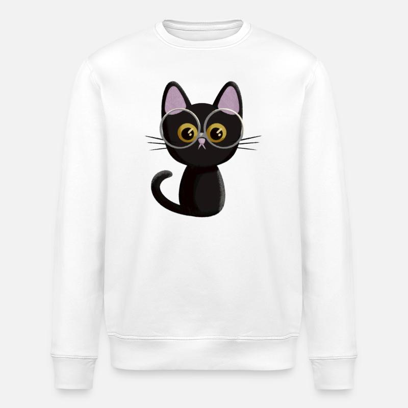 Schwarze Katze - Stanley/Stella Unisex Bio-Sweatshirt ROLLER - Weiß