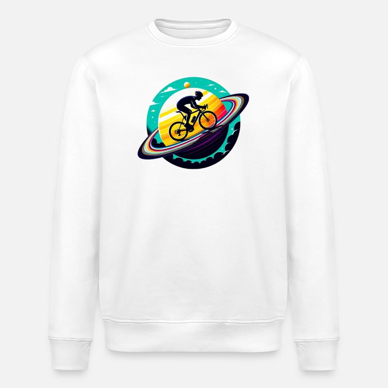 Radfahrer auf dem Saturn - Stanley/Stella Unisex Bio-Sweatshirt ROLLER - Weiß