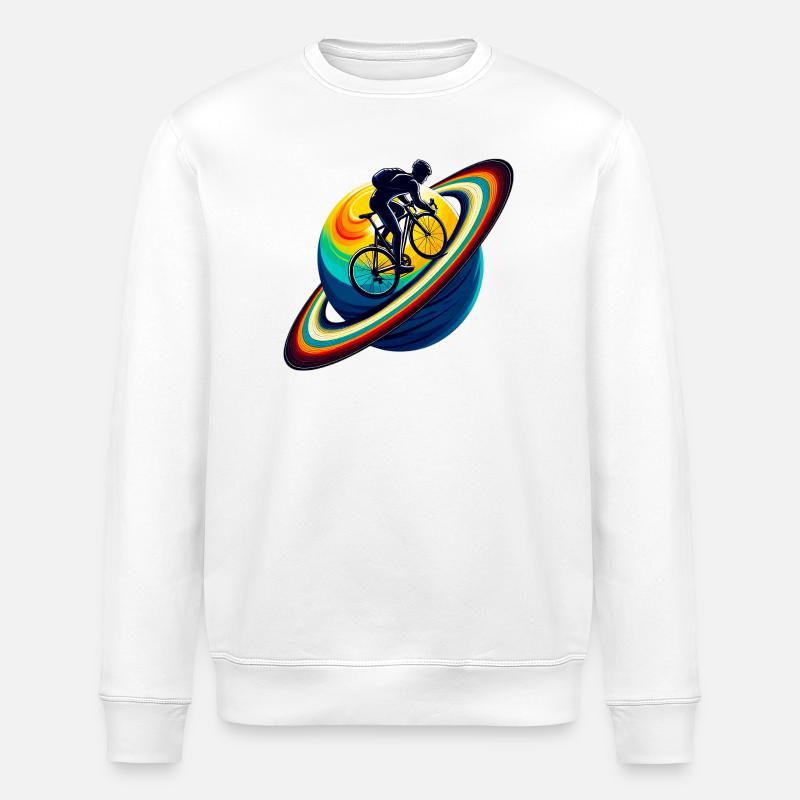 Cyclist on Saturn - Stanley/Stella ROLLER Unisex Organic Sweatshirt - white