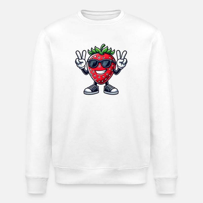 fraise sucrée dessin animé fruit de la paix fruité - Sweat bio ROLLER Stanley/Stella Unisexe - blanc