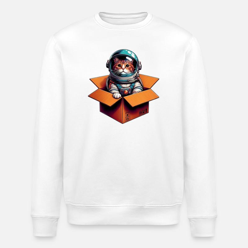 Astronaut Katze - Stanley/Stella Unisex Bio-Sweatshirt ROLLER - Weiß