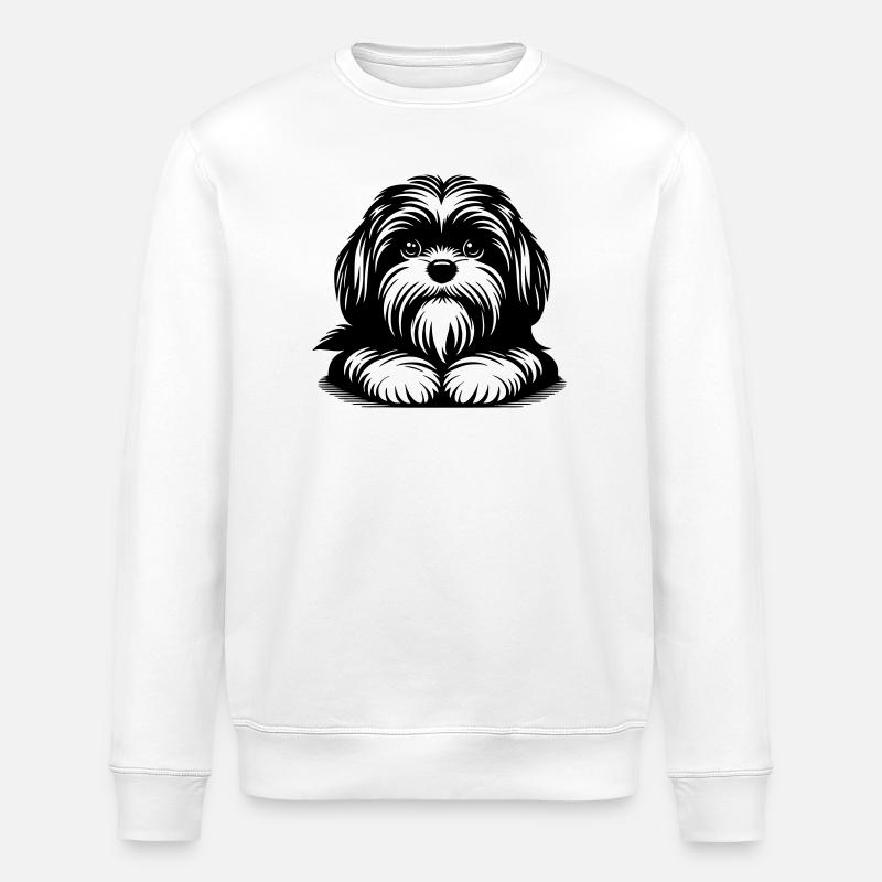 Shih Tzu Kopf mit Pfoten - Stanley/Stella Unisex Bio-Sweatshirt ROLLER - Weiß