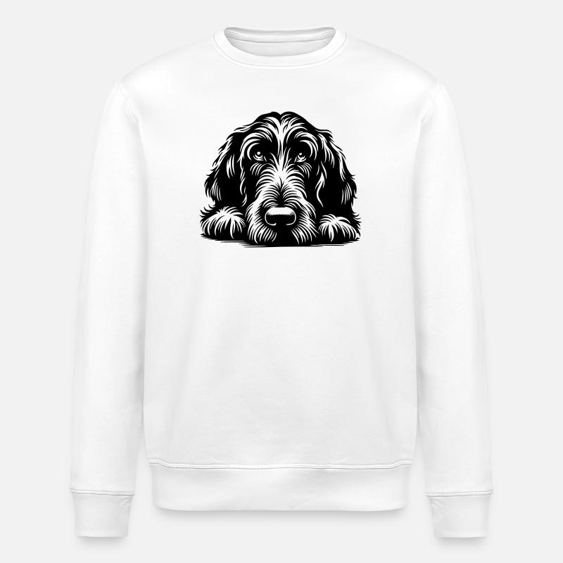 Spinone Italiano Head with Paws - Stanley/Stella ROLLER Unisex Organic Sweatshirt - white