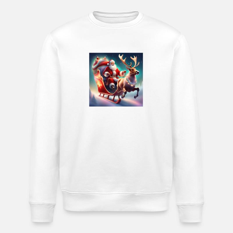 Weihnachtsmann, Schlitten, Weihnachtsposter - Stanley/Stella Unisex Bio-Sweatshirt ROLLER - Weiß