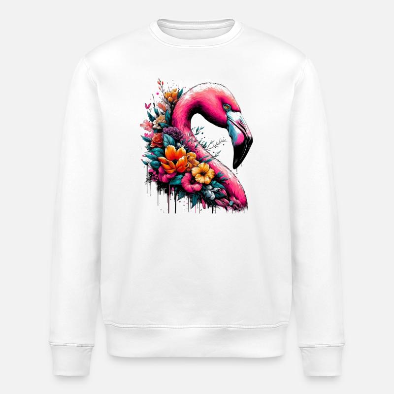 Flamingo - Stanley/Stella Unisex Bio-Sweatshirt ROLLER - Weiß