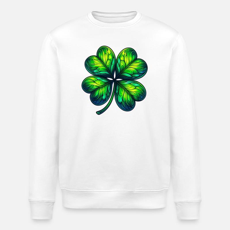 Vierblättriges Kleeblatt - Stanley/Stella Unisex Bio-Sweatshirt ROLLER - Weiß