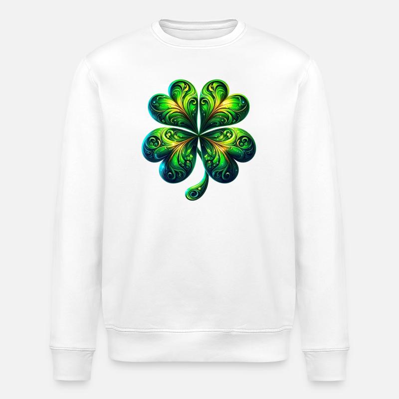 Four-leaf clover - Stanley/Stella ROLLER Unisex Organic Sweatshirt - white
