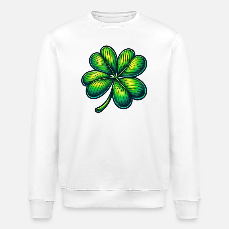 Four-leaf clover - Stanley/Stella ROLLER Unisex Organic Sweatshirt - white