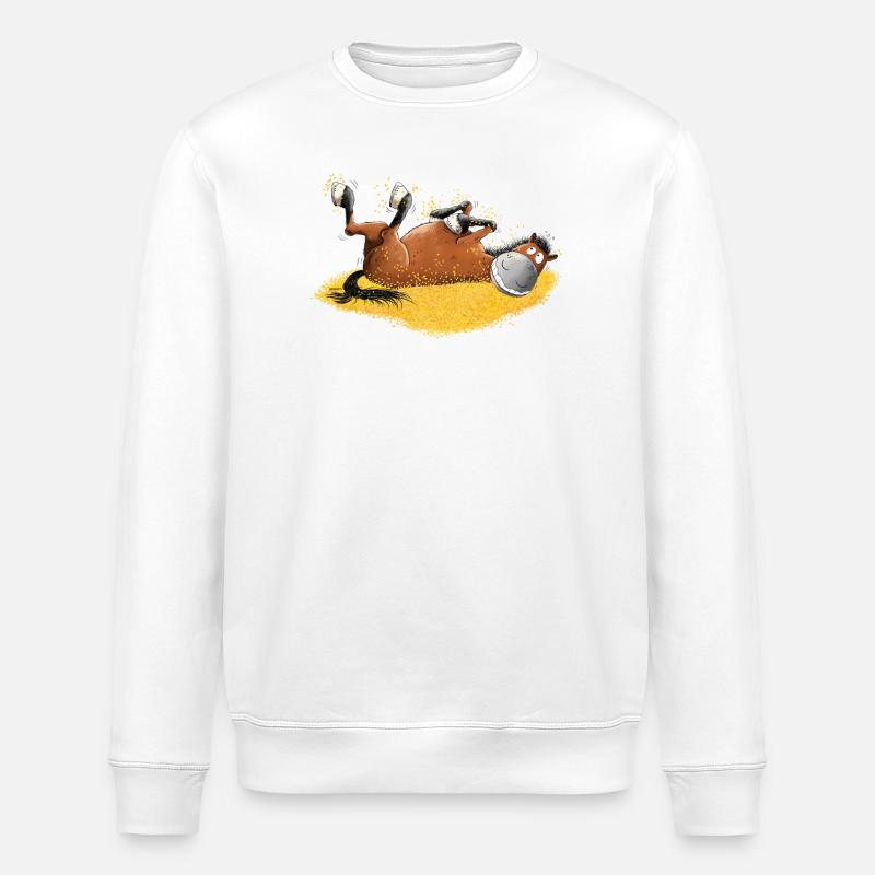 Drolliges Pferd Wälzt SichFür Pferde Frende - Stanley/Stella Unisex Bio-Sweatshirt ROLLER - Weiß