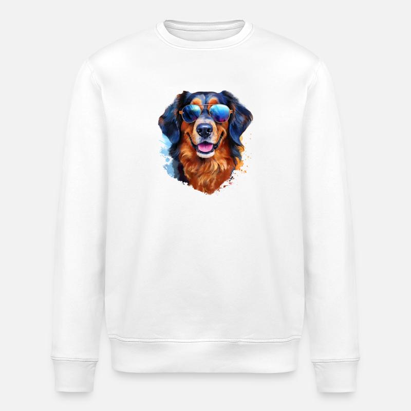 Hovawart mit Sonnenbrille - Stanley/Stella Unisex Bio-Sweatshirt ROLLER - Weiß