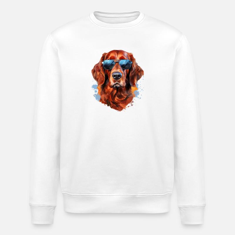 Irish Setter mit Sonnebrille - Stanley/Stella Unisex Bio-Sweatshirt ROLLER - Weiß