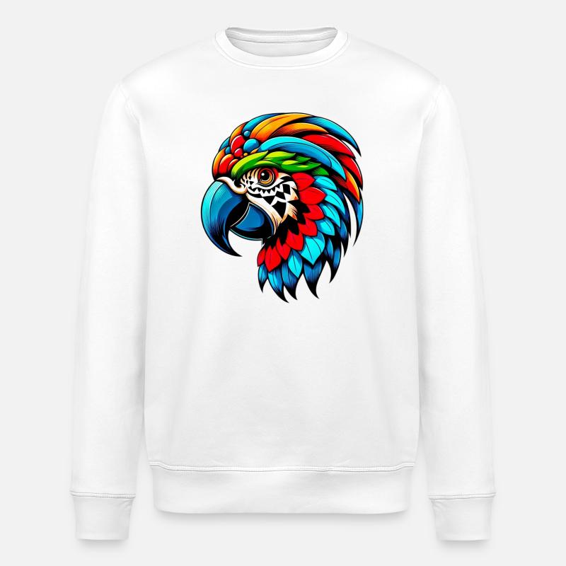 Harlekin Papagei - Stanley/Stella Unisex Bio-Sweatshirt ROLLER - Weiß