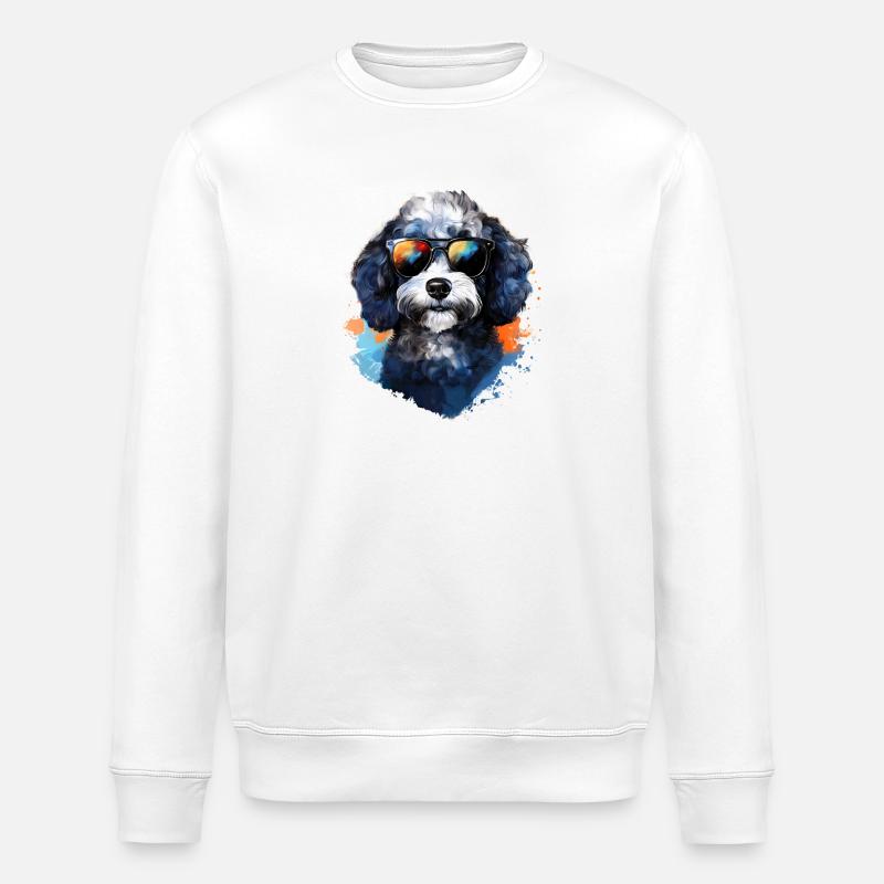 Caniche avec lunettes de soleil - Sweat bio ROLLER Stanley/Stella Unisexe - blanc