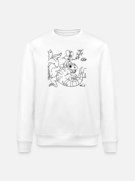 Iguana Jungle Coloring Page Hand Illustrated - Stanley/Stella ROLLER Unisex Organic Sweatshirt - white