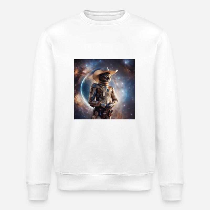 Space cat - Stanley/Stella ROLLER Unisex Organic Sweatshirt - white