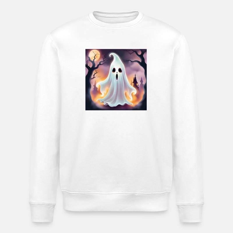 Geist, Halloween, Schrecken - Stanley/Stella Unisex Bio-Sweatshirt ROLLER - Weiß