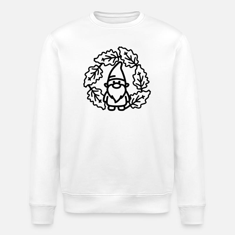 Zwerg im Blätterkranz - Stanley/Stella Unisex Bio-Sweatshirt ROLLER - Weiß