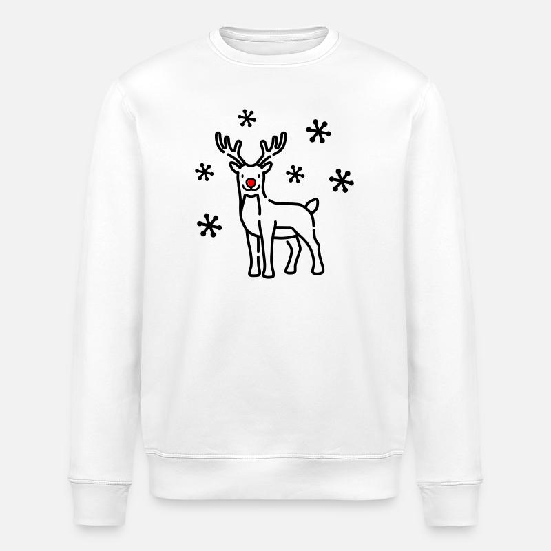Weihnachts Hirsch Rentier - Stanley/Stella Unisex Bio-Sweatshirt ROLLER - Weiß