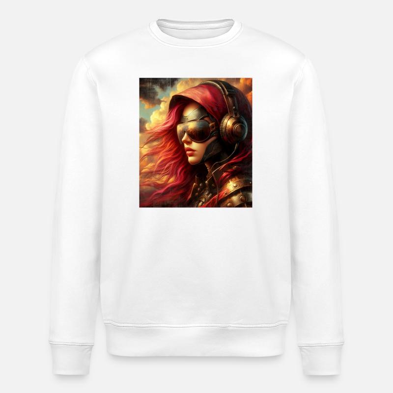 Steampunk Flieger - Stanley/Stella Unisex Bio-Sweatshirt ROLLER - Weiß