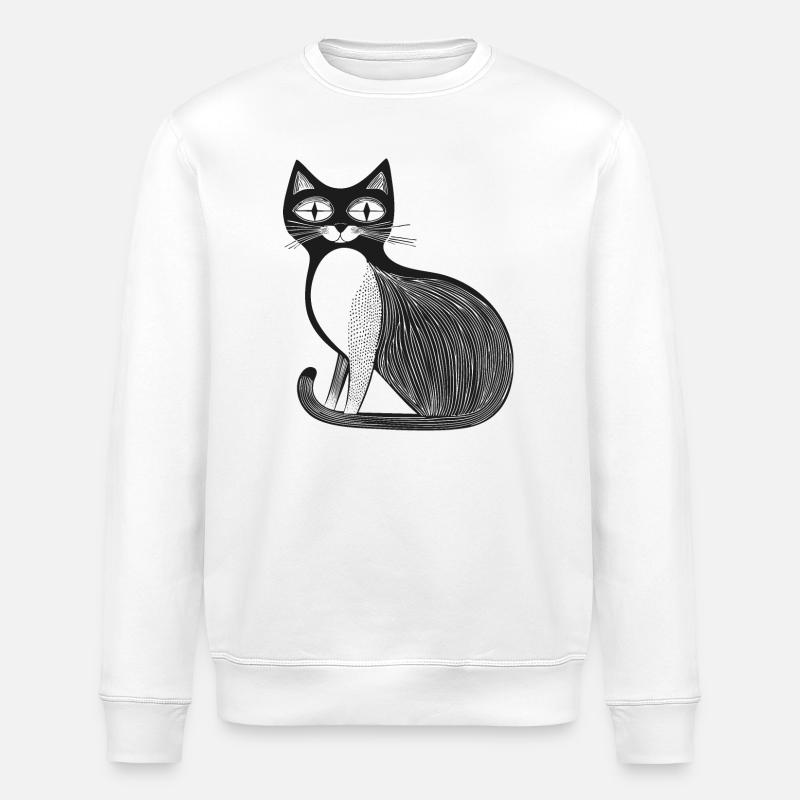 Katze - Stanley/Stella Unisex Bio-Sweatshirt ROLLER - Weiß