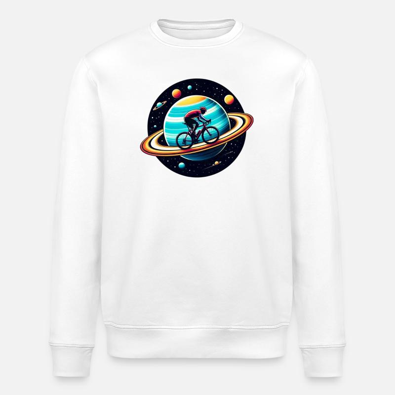 Cyclist on Saturn - Stanley/Stella ROLLER Unisex Organic Sweatshirt - white