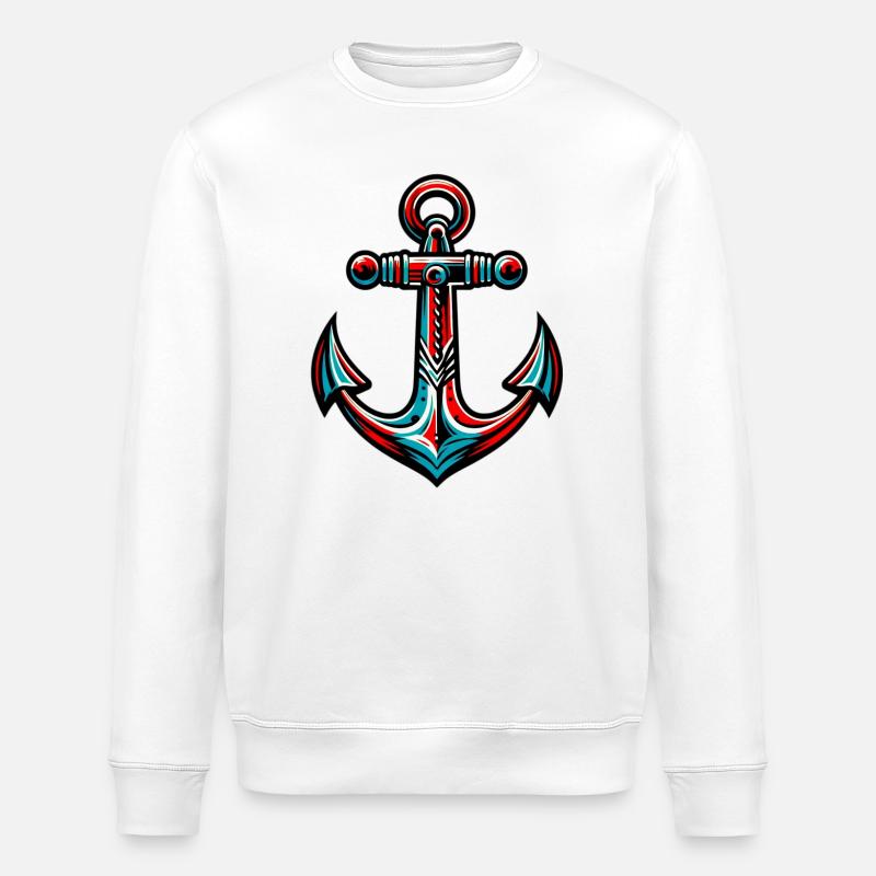 Une ancre - Sweat bio ROLLER Stanley/Stella Unisexe - blanc