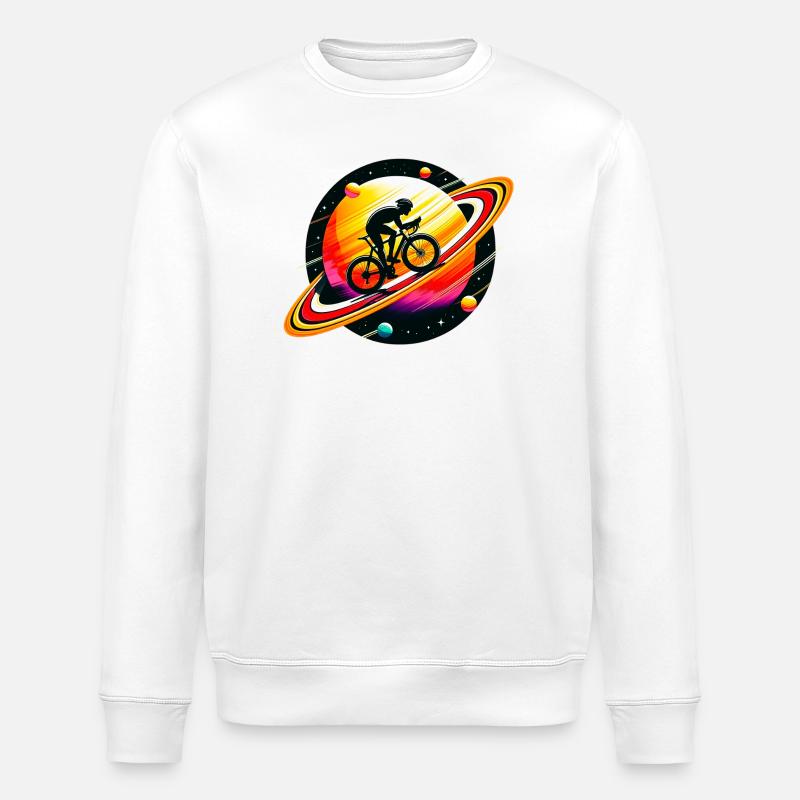 Cyclist on Saturn - Stanley/Stella ROLLER Unisex Organic Sweatshirt - white