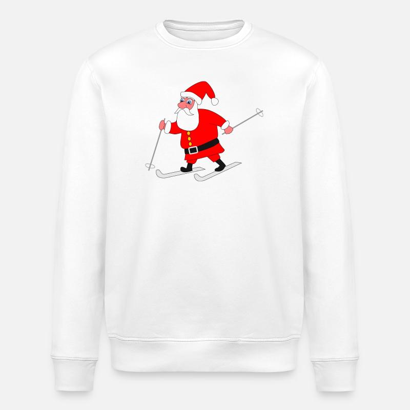 Weihnachtsmann auf Skiern - Stanley/Stella Unisex Bio-Sweatshirt ROLLER - Weiß