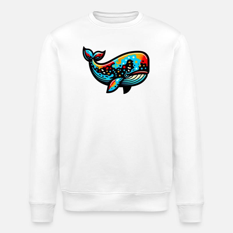 Whale - Stanley/Stella ROLLER Unisex Organic Sweatshirt - white