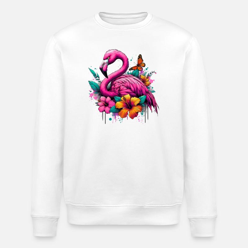 Flamingo - Stanley/Stella ROLLER Unisex Organic Sweatshirt - white