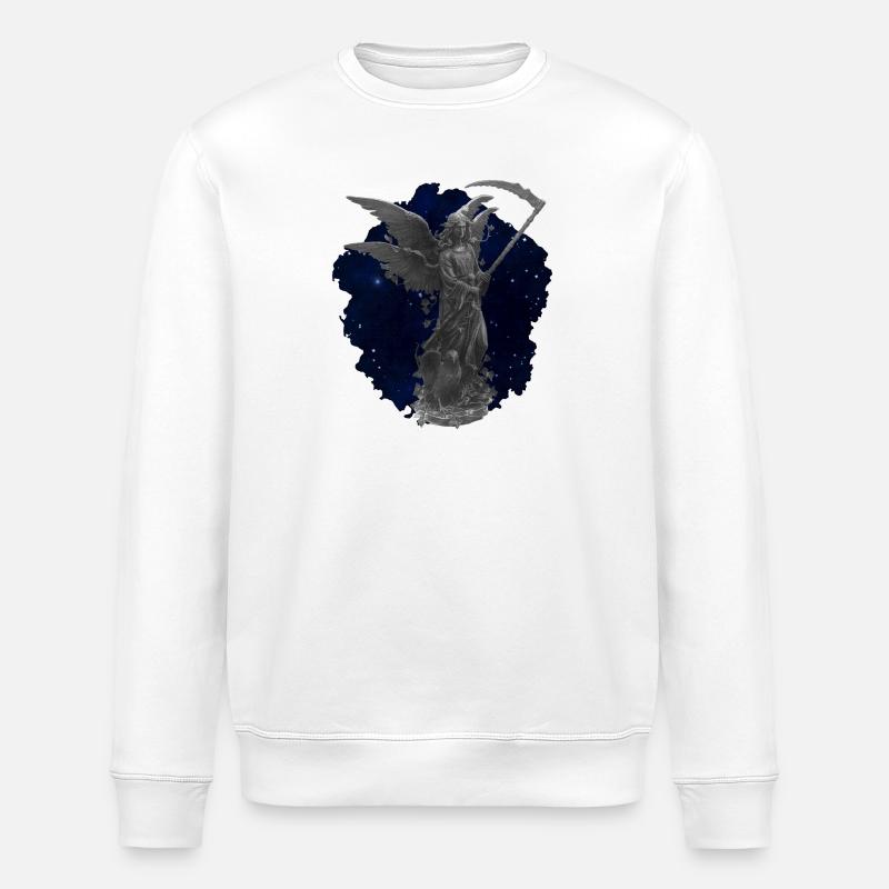 Engelstatue, gothic motiv, sternenmuster - Stanley/Stella Unisex Bio-Sweatshirt ROLLER - Weiß