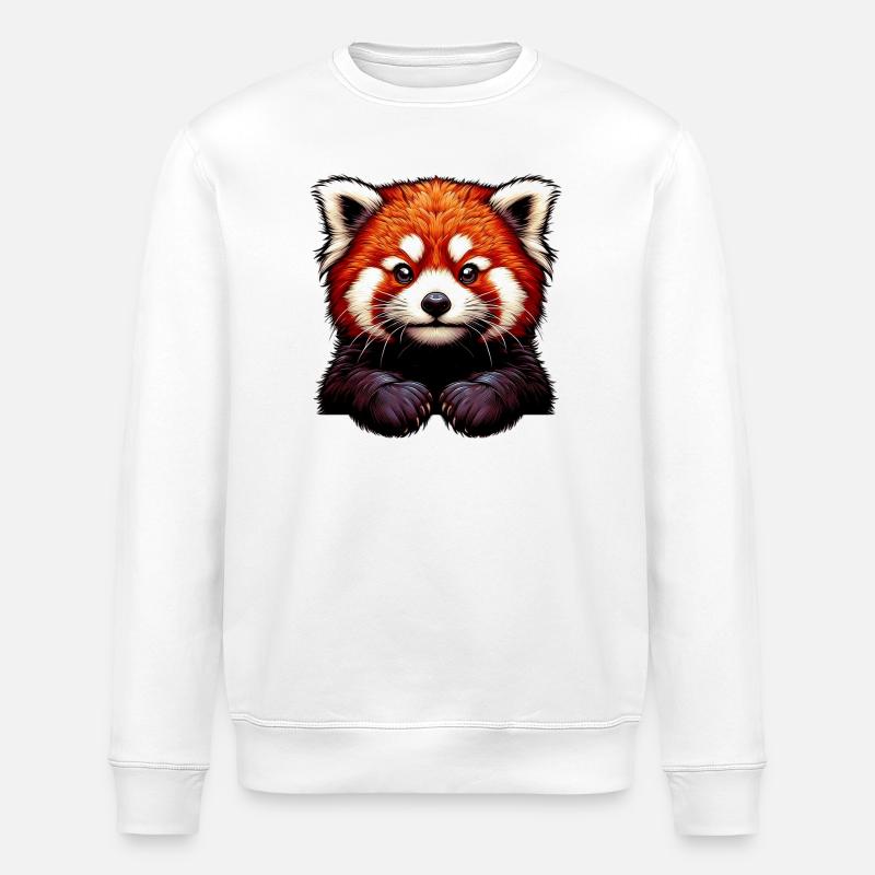 Red panda - Stanley/Stella ROLLER Unisex Organic Sweatshirt - white