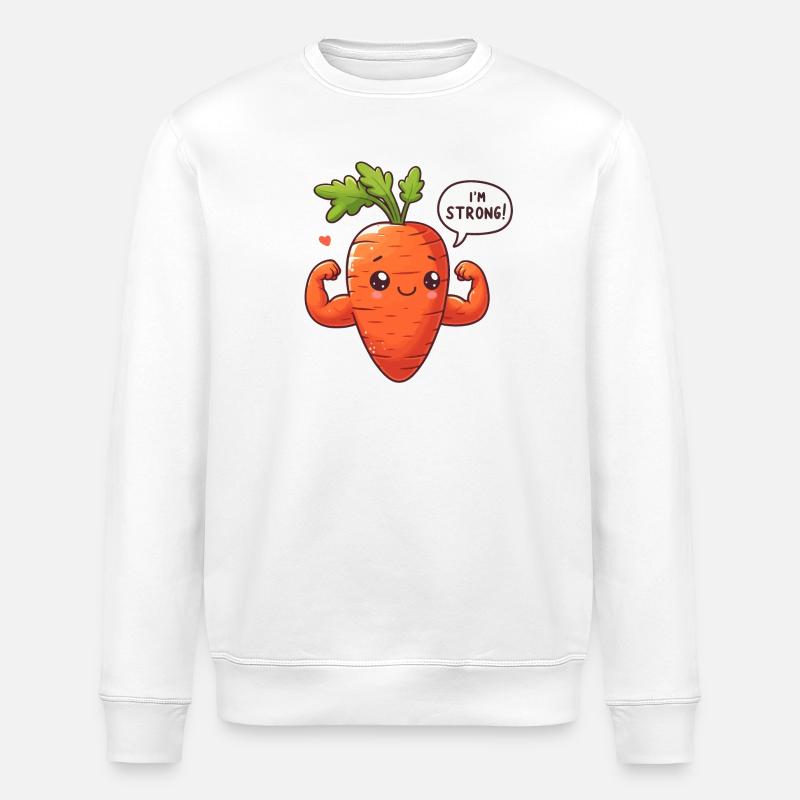 Carotte Kawaii Musclée - Sweat bio ROLLER Stanley/Stella Unisexe - blanc