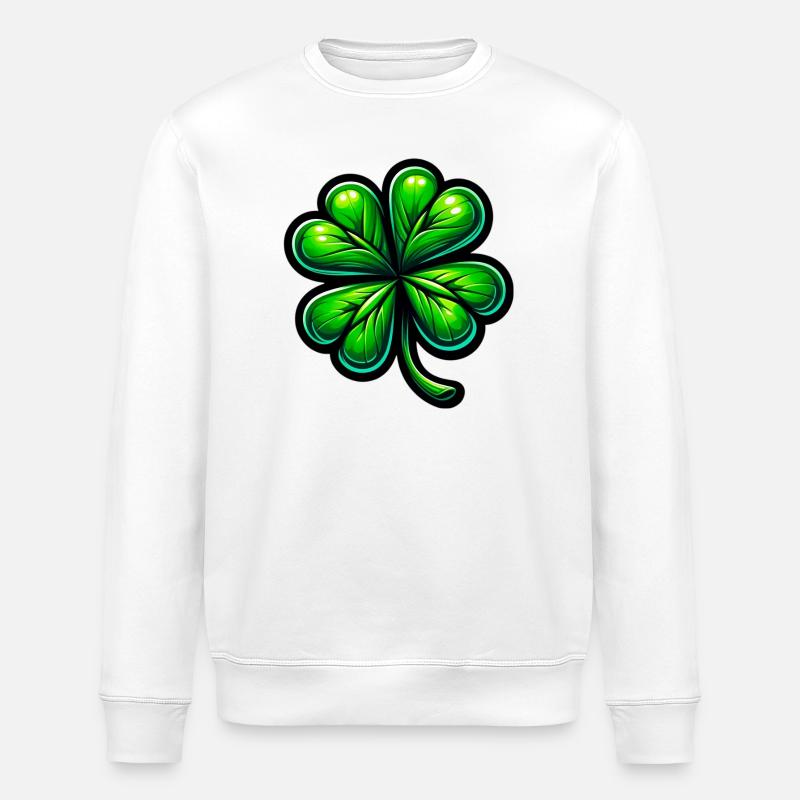 Four-leaf clover - Stanley/Stella ROLLER Unisex Organic Sweatshirt - white