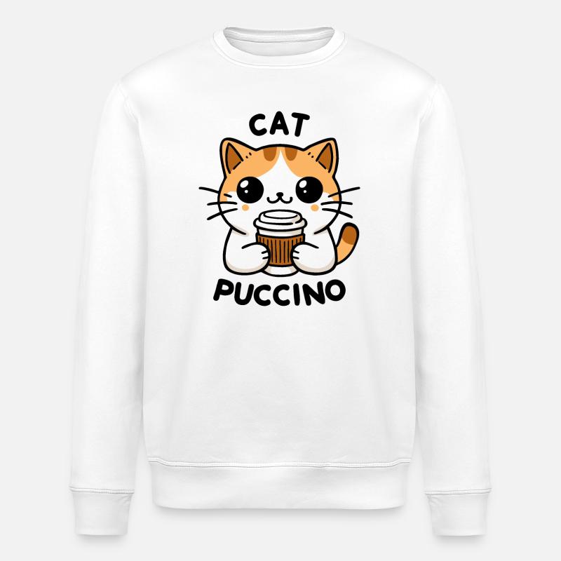 Catpuccino 2 - Stanley/Stella ROLLER Unisex Organic Sweatshirt - white