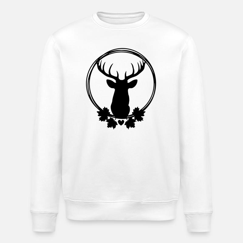 Kranz mit Hirsch - Stanley/Stella Unisex Bio-Sweatshirt ROLLER - Weiß