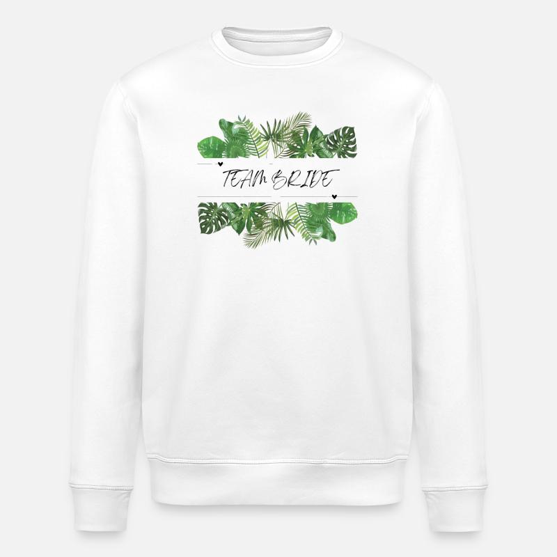 Team Bride Grüne Palmenblätter - Stanley/Stella Unisex Bio-Sweatshirt ROLLER - Weiß