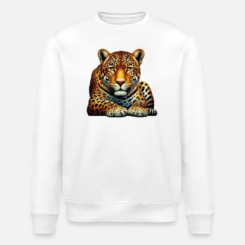 Leopard - Stanley/Stella ROLLER Unisex Organic Sweatshirt - white